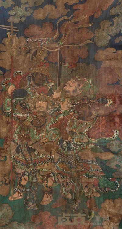 佚名 天王图 镜框 127×69cm