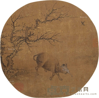 佚名 牧牛图 团扇 直径25cm