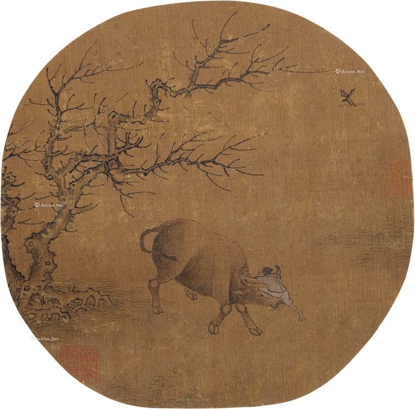 佚名 牧牛图 团扇