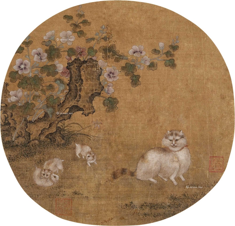 佚名 猫趣图 团扇片