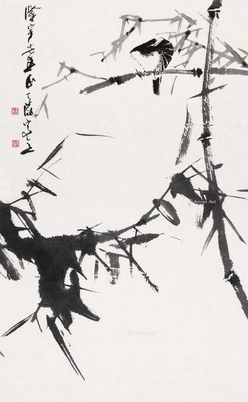 韩天衡 竹枝小鸟 立轴