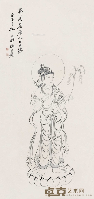 张大千 壬午（1942）年作 唐人大士 立轴 128.5×63cm