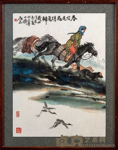 徐庶之 得意归 额装 66×50cm