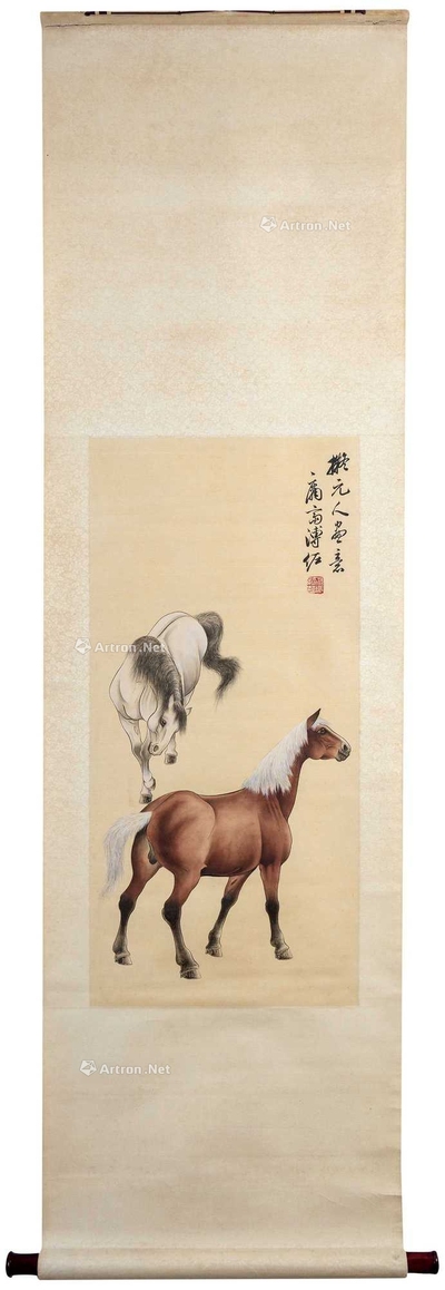 溥佐 马図 挂轴