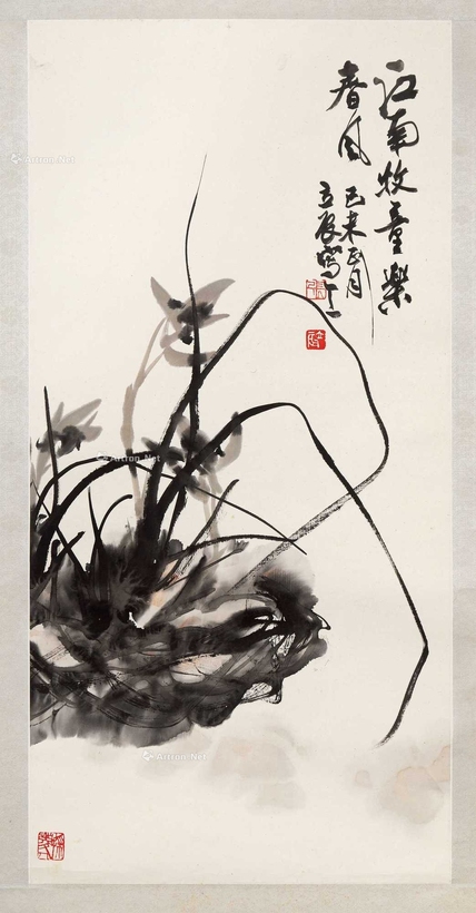 张立辰 兰図 挂轴