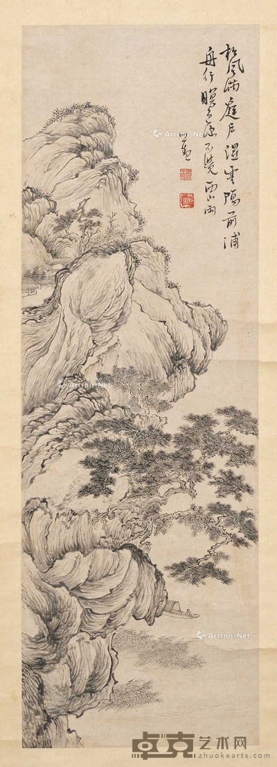 溥儒 山水 挂轴 88×29cm