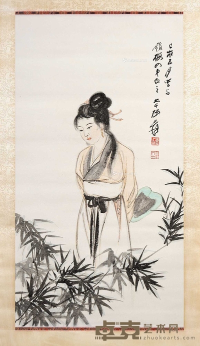 张大千 美人图 挂轴 81×43.5cm