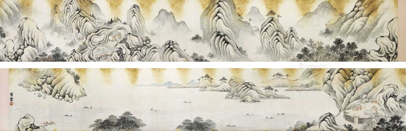 释瑞光 山水図卷物 卷物
