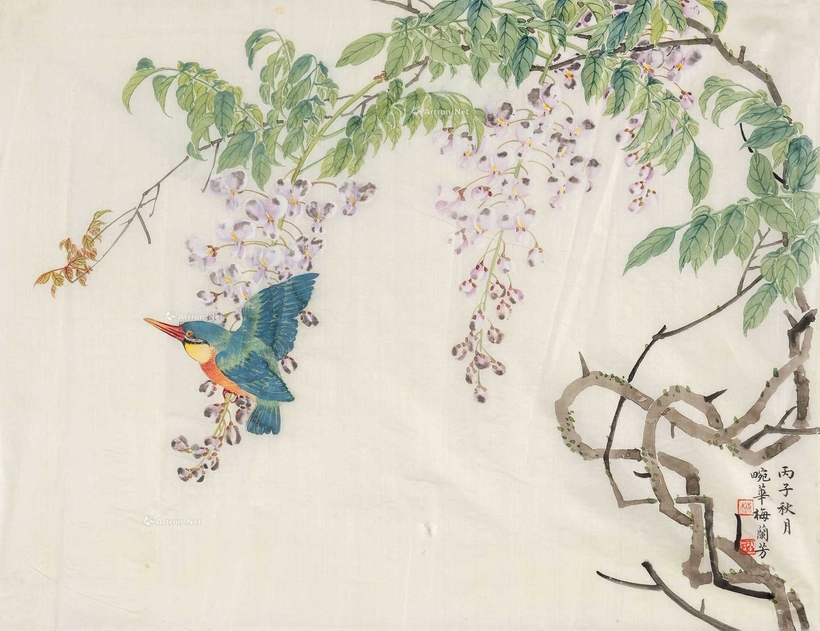 梅兰芳 花鸟 マクリ镜片