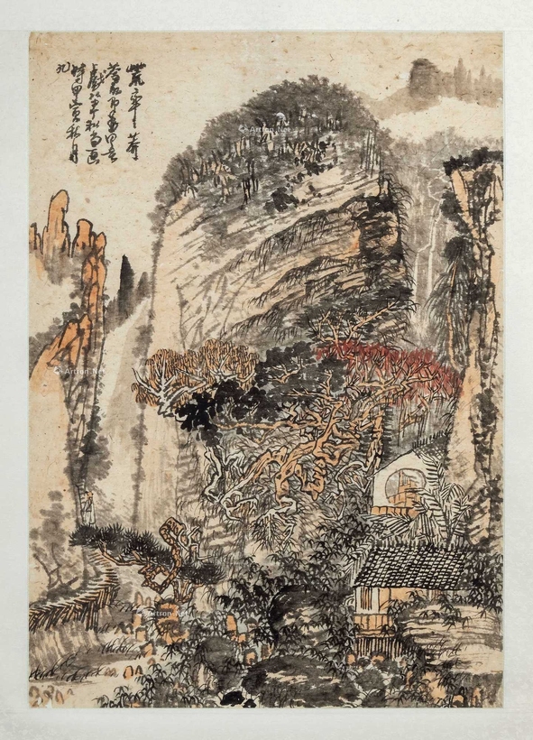 黄秋园 山水 箱付 挂轴