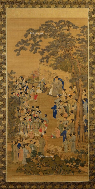 吴艮 拜寿図 挂轴