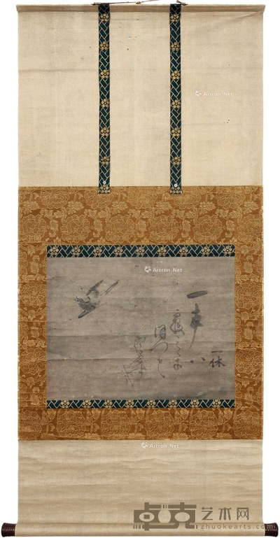 一休 鸟 挂轴 32.5×42.5cm