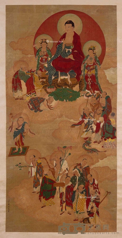 丁观鹏 佛画 挂轴 135×66cm