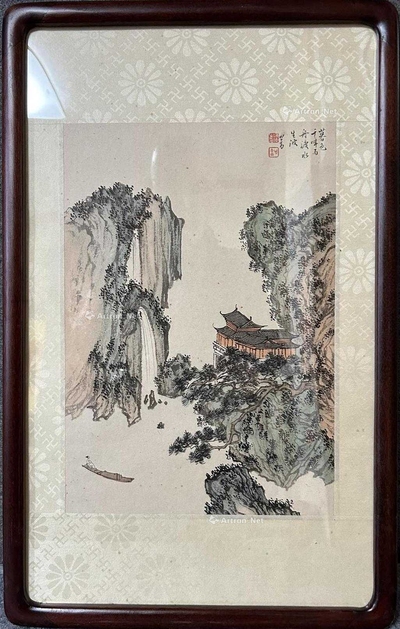 溥儒 款  山水 镜框