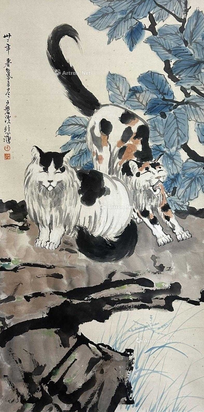 徐悲鸿 款  猫趣