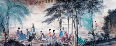 傅抱石 松园高士图 镜片