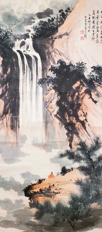 黄君壁 高士观瀑布 挂轴
