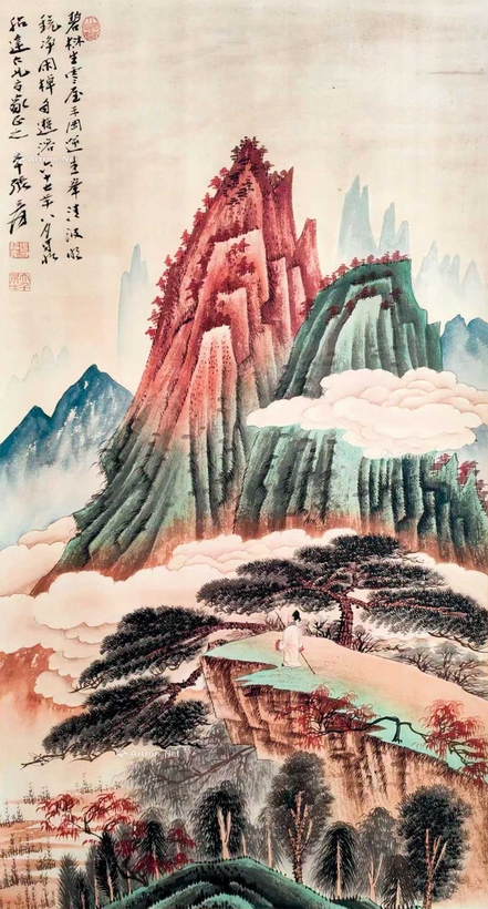 张大千款 云朵迴回天图