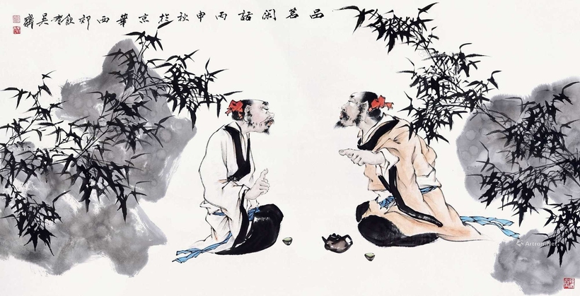 吴齐 品茶谈德图