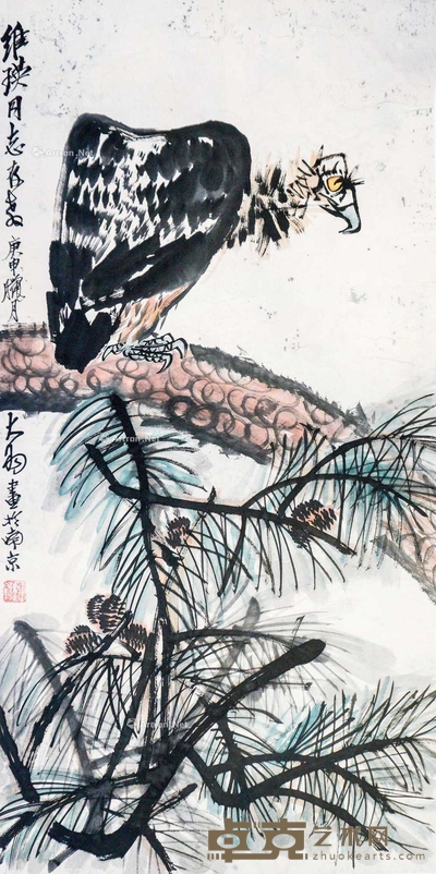 陈大羽 松鹰 137×69cm