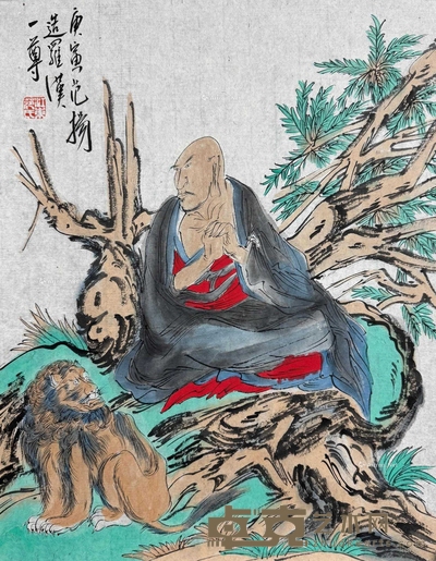 范扬 款 罗汉 软片 68×32cm