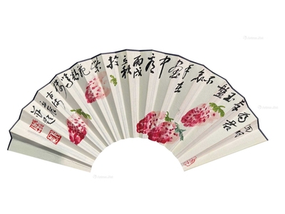 张立辰 款 草莓 成扇