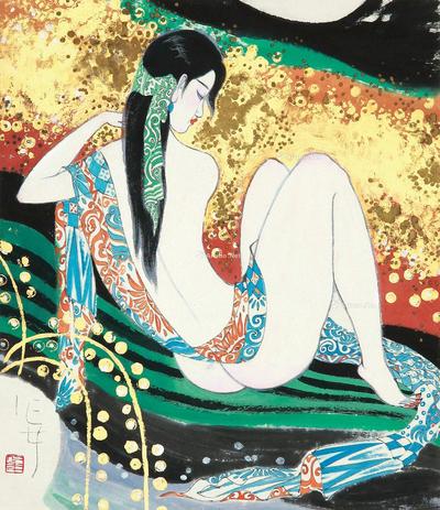 赵仁年 仕女 镜片