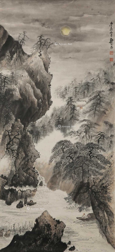 郑午昌 月色溪山