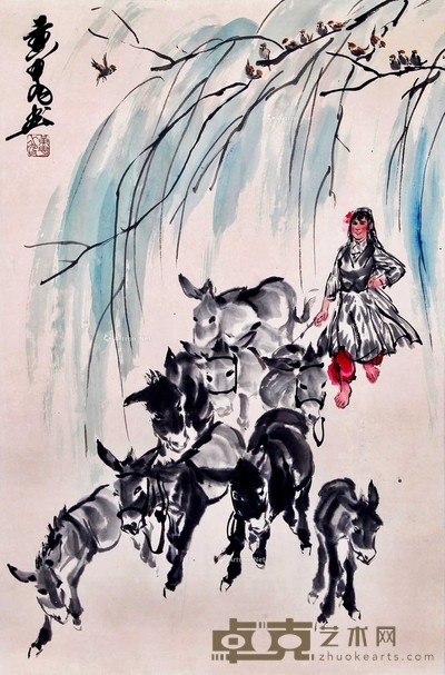 黄胄 赶驴图 69×45cm