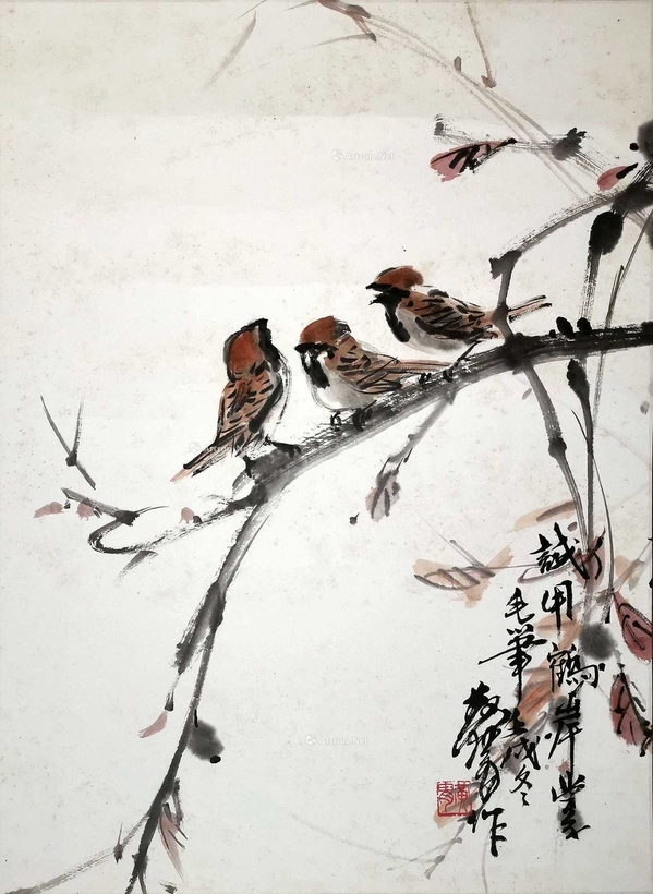 黄胄 麻雀图 镜片