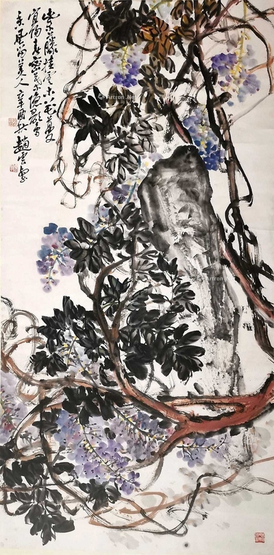 赵云壑 紫藤 立轴