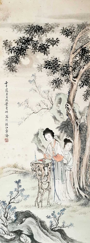 叶曼叔 1942年作 仕女 立轴