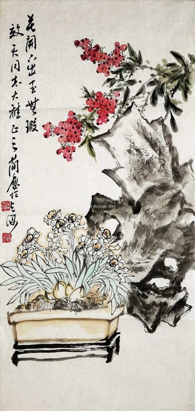 曹简楼 花卉 纸片