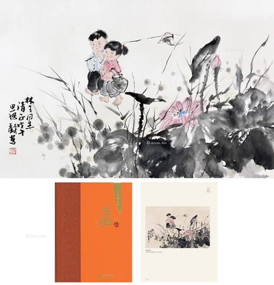 周思聪 近代 荷塘童趣 镜心