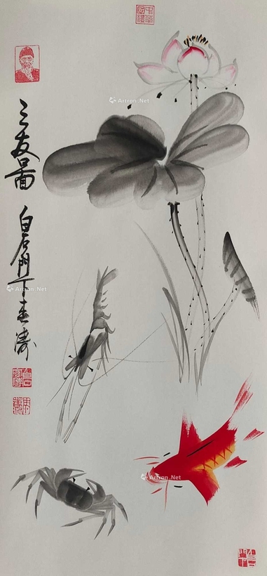 马春涛 三友图 镜框