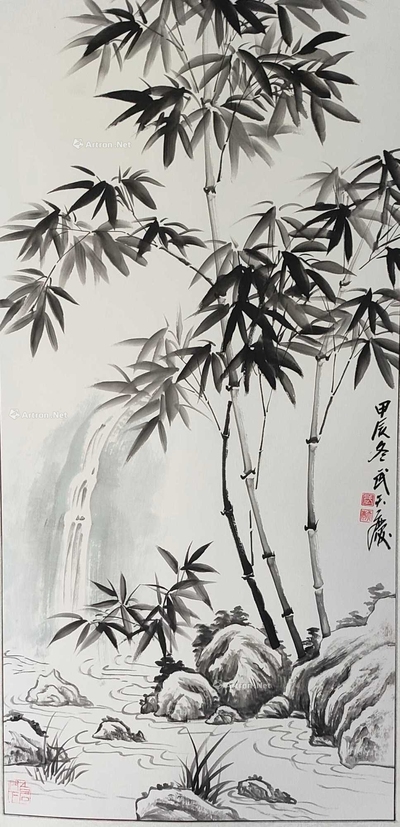 武天庆 竹报平安 镜框