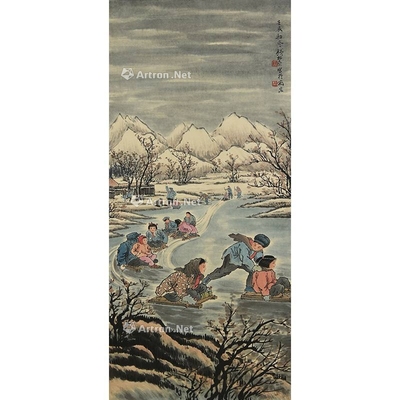 钱松喦 款 人物 立轴