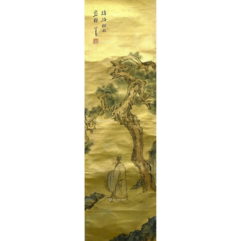 溥儒 款 松下高士图 立轴