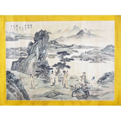 慕凌飞 款 高士图 镜片