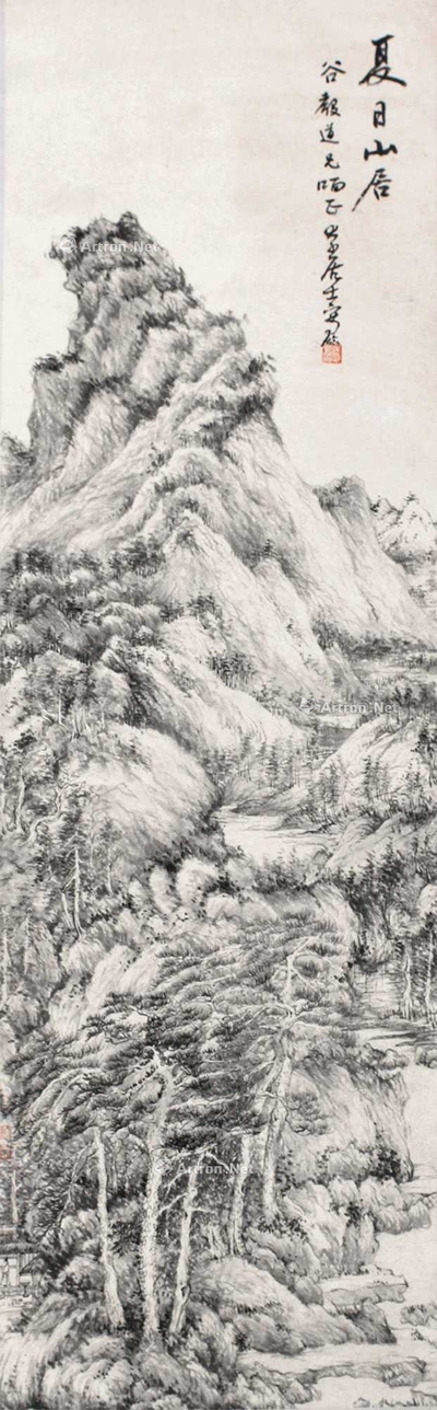 张大千 夏日山居 立轴