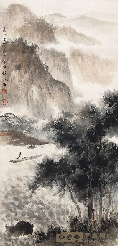 傅抱石 山水 立轴 72×34cm