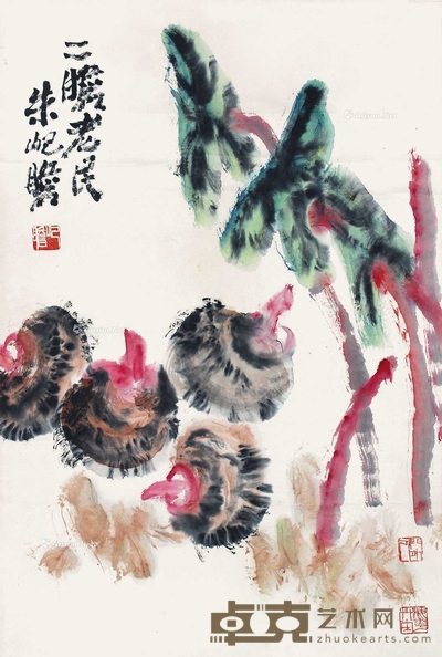 朱屺瞻 花卉 立轴 67×45cm