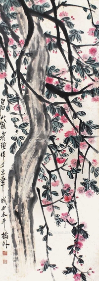 齐白石 桃花 立轴