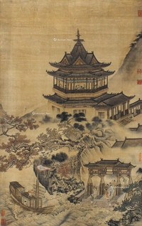 佚名 楼阁图 立轴