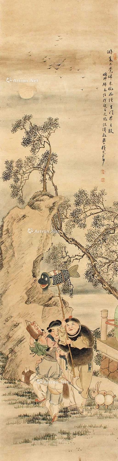 钱慧安 游春不觉归 立轴