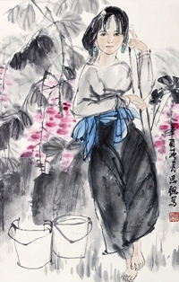 周思聪 少女 立轴