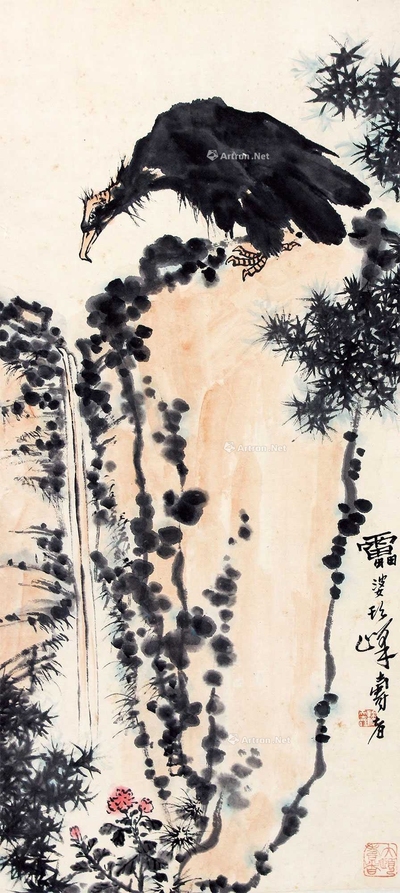 潘天寿 雄视 立轴