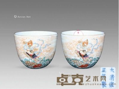 粉彩魁星点斗纹杯一对 直径7.5cm;高6cm