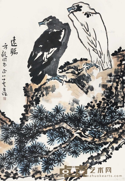 李苦禅 远瞩 立轴 131×90cm