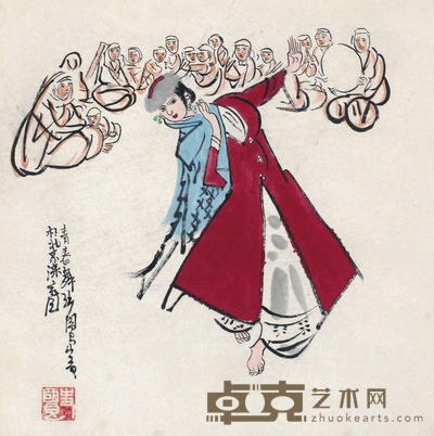 史国良 新疆舞 立轴 30×30cm